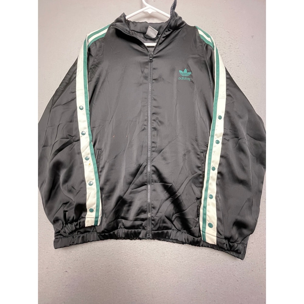 Adidas Adibreak Track Jacket Satin Black Green White Large Womens